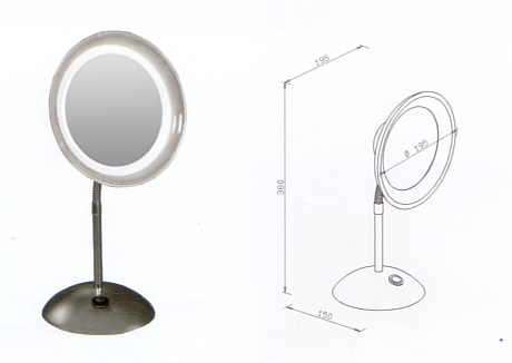 Kosmetikspiegel als Standspiegel zum Stellen mit Batterie-betrieb Kosmetikspiegel als Standspiegel zum Stellen mit Batterie-betrieb