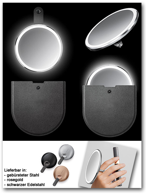 Kosmetikspiegel und Schminkspiegel für die Reise als Standspiegel und Handspiegel Kosmetikspiegel und Schminkspiegel für die Reise als Standspiegel und Handspiegel