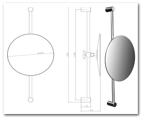 Kosmetikspiegel höhenverstellbar an der Wandstange mit Vergrösserung Kosmetikspiegel höhenverstellbar an der Wandstange mit Vergrösserung
