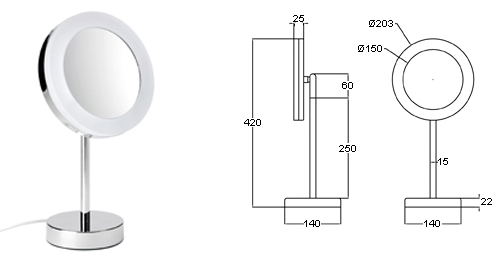 Standspiegel mit Spiegel mit Vergrösserung und beleuchtet by Bavaria Bäder-Technik GdbR Standspiegel mit Spiegel mit Vergrösserung und beleuchtet by Bavaria Bäder-Technik GdbR