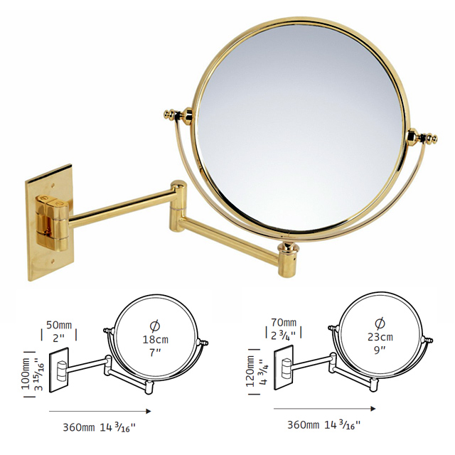 Kosmetikspiegel als Wandspiegel in Oberfläche messing oder goldfarben mit Vergrösserungsspiel by Bavaria Bäder-Technik GdbR Kosmetikspiegel als Wandspiegel in Oberfläche messing oder goldfarben mit Vergrösserungsspiel by Bavaria Bäder-Technik GdbR